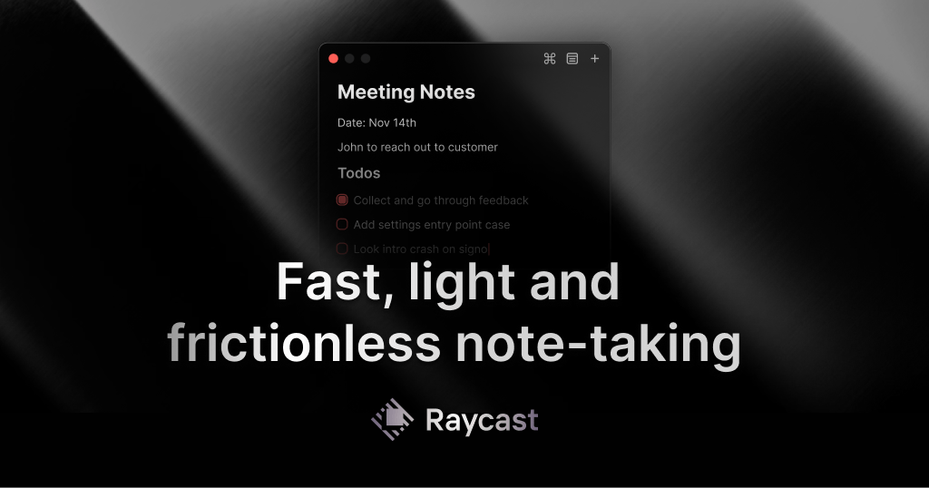 Raycast Notes landing page
