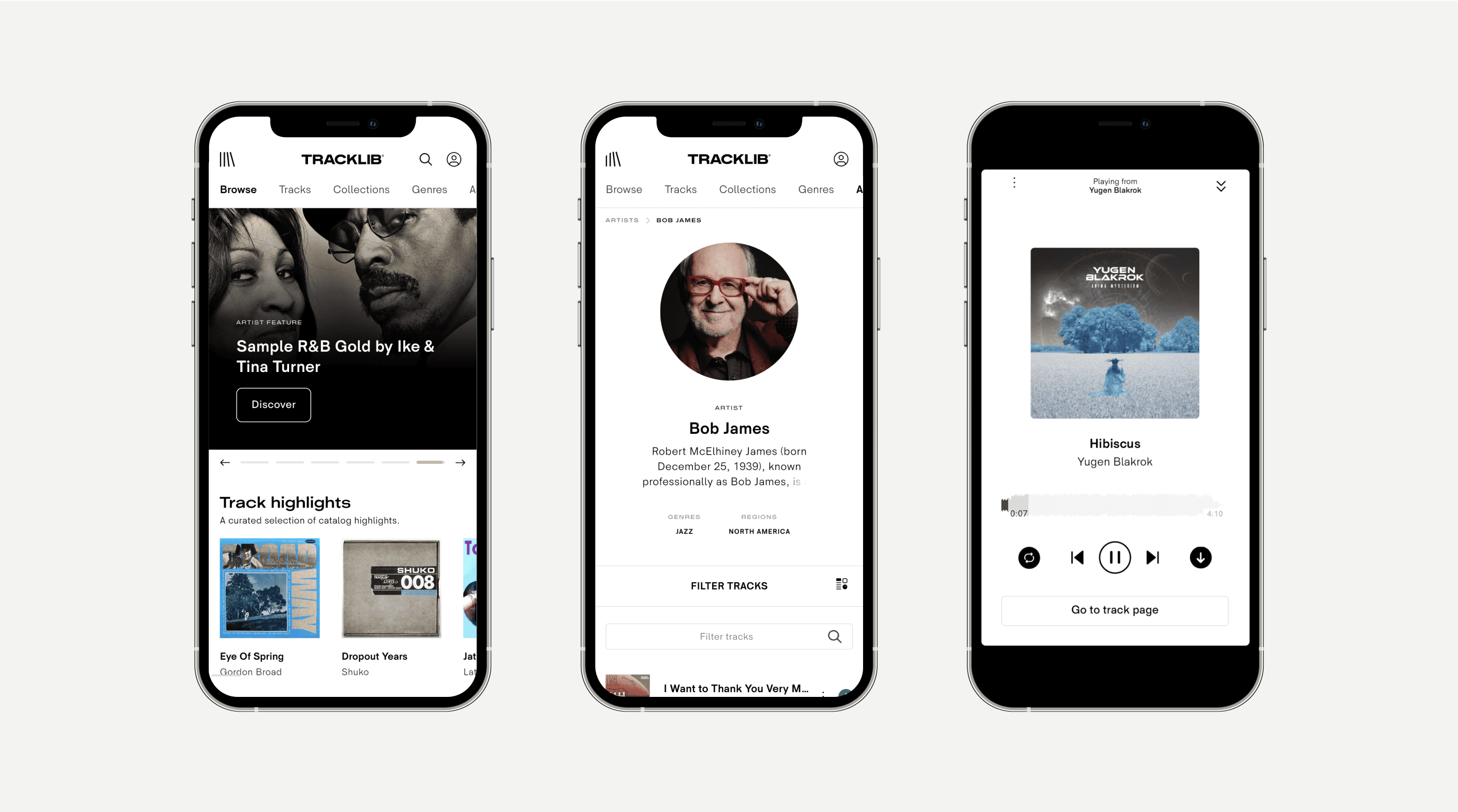 Tracklib mobile UI